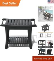 Bamboo Shower Stool Bench Waterproof with Storage Shelf for Shaving Legs... - $124.65