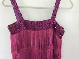 Vtg Purple Pink Sequin Sparkle Flapper Costume Halloween Dress Headband 34&quot; S - £29.86 GBP