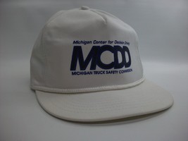 MCDD Michigan Truck Safety Hat Vintage White Strapback Baseball Cap Made USA - £16.08 GBP