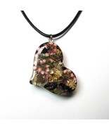 Resin Dried Flowers Foil Heart pendant Necklace casual Fashion Jewelry F... - £20.47 GBP