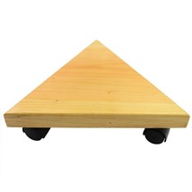 Triangle wooden flower pot trolley stand / Wheel holder indoor outdoor pot mover - £23.39 GBP