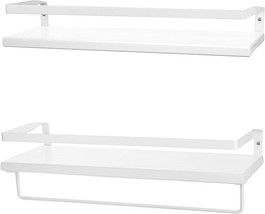Peter&#39;S Goods Modern Floating Shelves With Rail - Wall Mounted Bathroom,... - £34.28 GBP