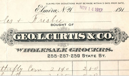 Elmira New York State Curtis Grocers Neptune Flour White House Coffee Billhead - £13.92 GBP