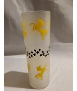 Vintage Libbey Frosted Glass Yellow Horses And Black Stars Design 12 Oz ... - $352.65 MXN