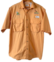 World Wide Sportsman Fishing Shirt L Mens Short Sleeve Orange Embroidered Vented - £10.99 GBP
