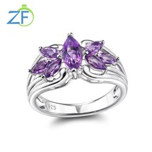 925 Sterling Silver Ring For Women Natural Garnet  Gemstone Flower Fashion Rings - £107.34 GBP
