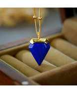 Lapis Lazuli Pendant Necklace for Women with Gold-Plated Sterling Silver Chain - $2,174.56 MXN