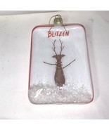 Handcrafted Glass Blitzen Reindeer Christmas Ornament With Faux Snow &amp; R... - $13.57 CAD