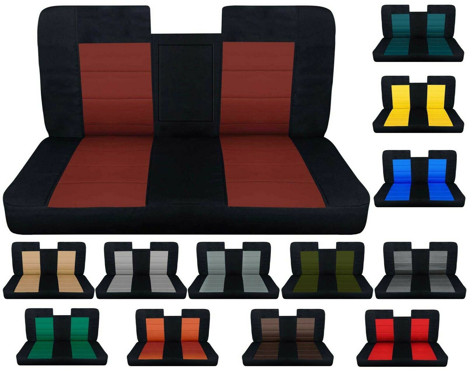 Fits Ford F150 Front Bench 1987-1991 W/Opening Armrest Molded Head Rest Two Tone - £70.81 GBP