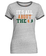 NCAA Tomboy Womens Ringer Tee Miami Hurricanes, Size Medium - $14.36