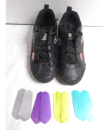 LOUISVILLE SLUGGER Boys Sz 2 Black Baseball Shoes Cleats 5 Change Color ... - £15.68 GBP