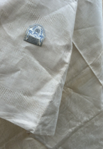 Vintage Belgium Linen formal tablecloth 64x84 never used with sticker some aging - $23.76