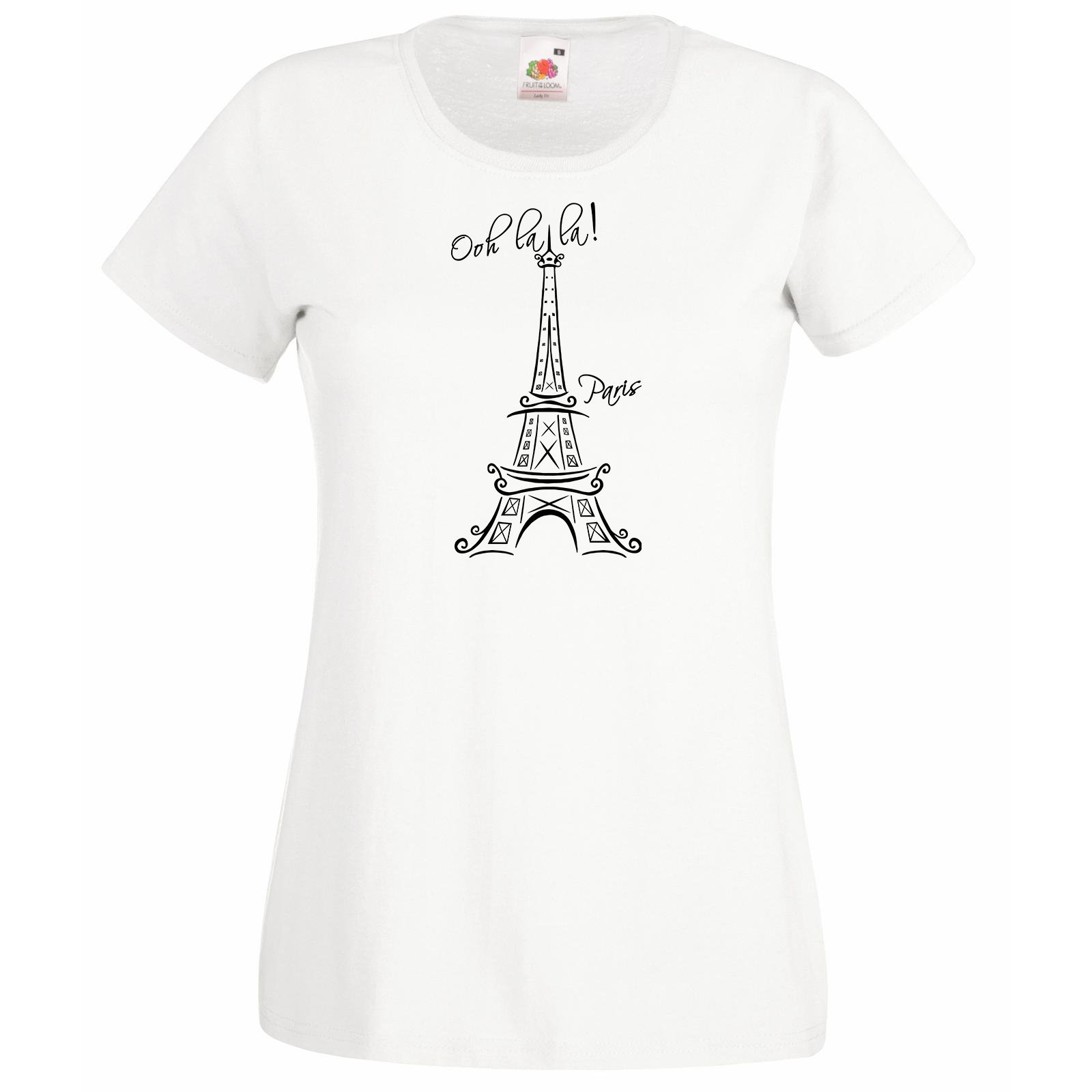 Womens T-Shirt Eiffel Tower Quote "Ooh La La Paris" France Sightseeing Tee Shirt - $24.74