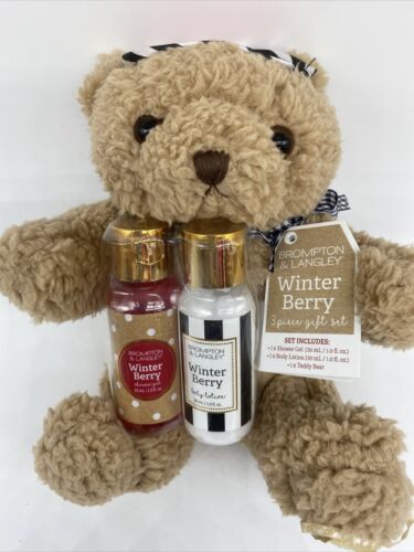 Brompton &amp; Langley 7&quot; Teddy Bear Winter Berry Lotion &amp; Gel Gift set Chri... - $5.99