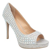 Thalia Sodi Women Platform Stiletto Pump Heels Landon Size US 8M Silver Studded - £37.93 GBP