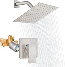 Shower Head And Handle Set Square Shower Faucet Set Bathroom, Brushed Ni... - £49.73 GBP