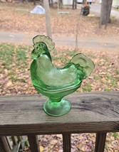 Green Glass Rooster On A Nest.6-3/4&quot;L x 4-1/8&quot;W x 8-1/2&quot;H. There Are No ... - $49.00