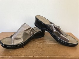 Bjorndal Clancy Bronze Metallic Leather Wedge Slip On Sandals Comfort Sh... - £31.26 GBP