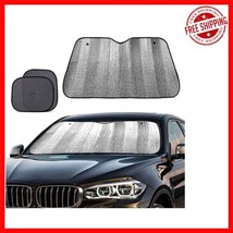 Elevate Your Drive: Universal Windshield Sun Shade + Bonus Window Shades... - $28.70