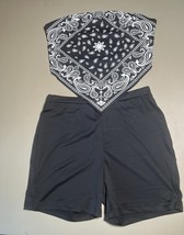 Shein Black And White Bandana Style Top With Black Shorts Women’s L - $15.79