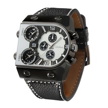 Oulm Men&#39;s Watches Mens Casual Leather Strap Wristwatch Sports Man Multi-Time Zo - £32.66 GBP