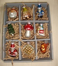 Pottery Barn WOODLAND Christmas Mercury Glass Ornaments Set of 9 Santa ,... - $34.64