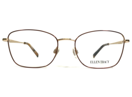 Ellen Tracy Eyeglasses Frames EDINA Brown/Gold Cat Eye Full Wire Rim 51-17-130 - £44.14 GBP