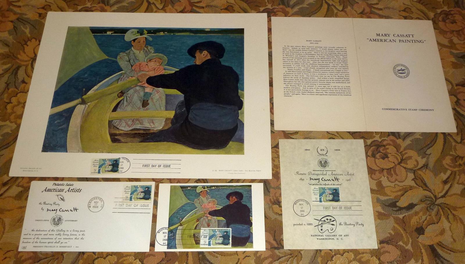 Primary image for Mary Cassatt "Boating Party" First Day Issue Stamps, Covers, Print, Program