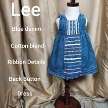 Lee blue denim ribbon detail dress size 12 mos. - £6.39 GBP