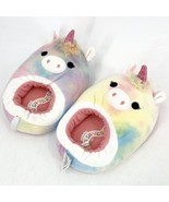Squishmallow Slippers Girls Size 2-3 Rainbow Tie Dye Unicorn Slip On Plush - $263.43 MXN