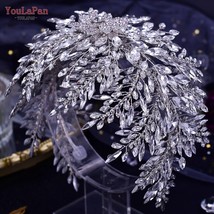 Luxury Bridal Tiara Wedding Headband Rhinestone Wedding Hair Accessories Handmad - £69.78 GBP