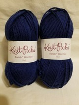 Lot 2 Knit Picks Swish Superwash Yarn - Dk Blue DUSK 25150 - $9.89