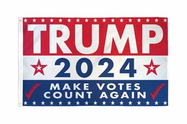 Trump 2024 Make Votes Count Again Usa Patriotic 100% Polyester 100D Flag - £14.15 GBP