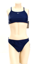 Nike 2-Piece Navy Blue Bikini Two Piece Racer Back Swim Suit Women&#39;s Size 16 - £41.27 GBP