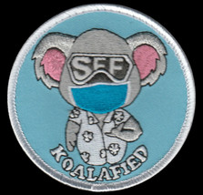 KOALAFIED MASK SFF WHITE MILITARY HOOK &amp; LOOP ROUND EMBROIDERED PATCH - £23.59 GBP