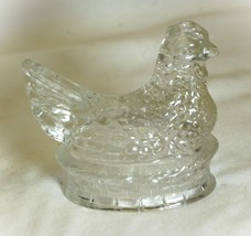 J. H. Millstein Jeannette Clear Glass Chicken Hen on a Nest Candy Contai... - $21.77