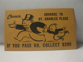 1952 Monopoly Popular Ed. Board Game Piece: Chance Card - Advance to St. Charles - £0.78 GBP