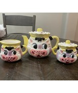 Lipper And Mann Ceramic Cow Teapot Sugar Bowl &amp; Cow Creamer Hand Painted... - $927.78 MXN