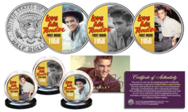 Elvis Presley Love Me Tender Songs Jfk Half Dollar Us 3-Coin Set Licensed Color - £14.94 GBP