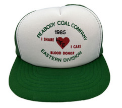 Vintage Peabody Coal Company Hat Cap Snap Back Green Mesh Trucker Blood Donor - £15.77 GBP