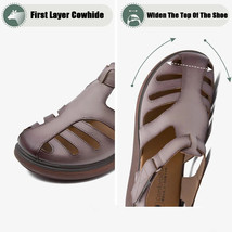 retro style Genuine leather gladiator sandals women Summer flat platform cover t - £43.32 GBP