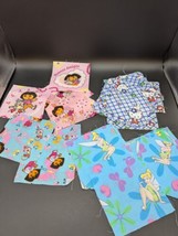 Hello Kitty Tinker Bell Dora Cotton Fabric Squares 6 in X 6in Blue 62 Squares - £11.58 GBP