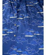 Hook &amp; Tackle Mens Navy Blue Fish Print Button Up Shirt Size L - $15.00