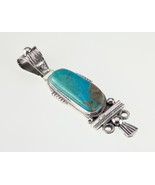 Amazing Running Bear Turquoise Sterling Silver Pendant 82 mm Long - $241.66 CAD