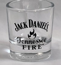 New Jack Daniels Tennessee Fire Whiskey 2 oz Shot Glass Embossed Flame Base - $21.73