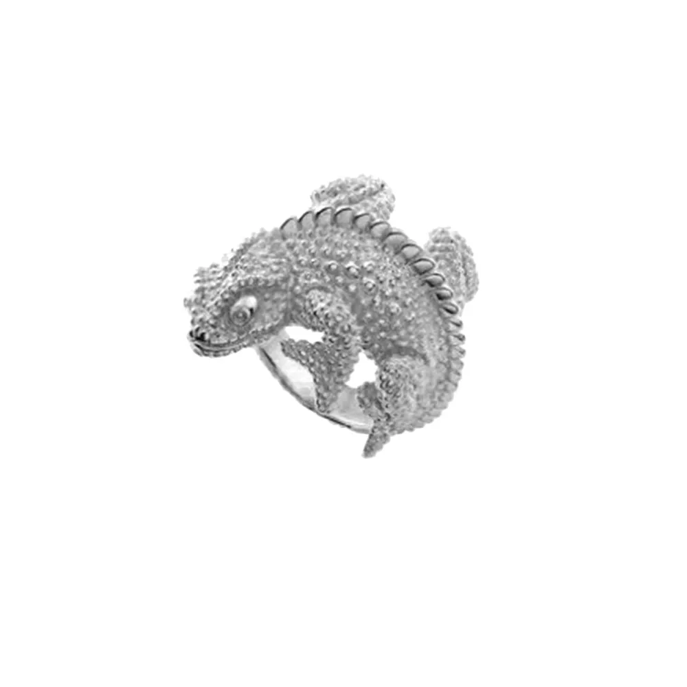 925 Sterling Silver Big Large Lizard Thick Resizable Adjustable Rings Women Rock - £24.80 GBP