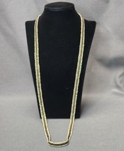 Boho Chic Bronze-tone &amp; Cream Seed Beads Beaded Necklace 34.5&quot; Fashion J... - £15.87 GBP