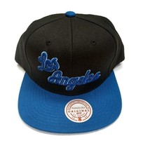 Mitchell &amp; Ness Mens Los Angeles Lakers Snapback Hat Cap Black Blue Script - £18.60 GBP