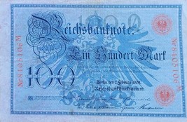 GERMANY 100 MARK REICHSBANKNOTE 1908 RED VERY RARE NO RESERVE - $18.46
