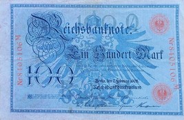 Germany 100 Mark Reichsbanknote 1908 Red Very Rare No Reserve - $18.46